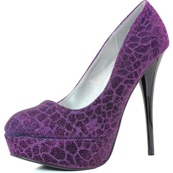 QUPID Women's Berry Fabric Leopard Lurex Fabric Stiletto Heel Pumps | Size 7.5 - Picture 2 of 6